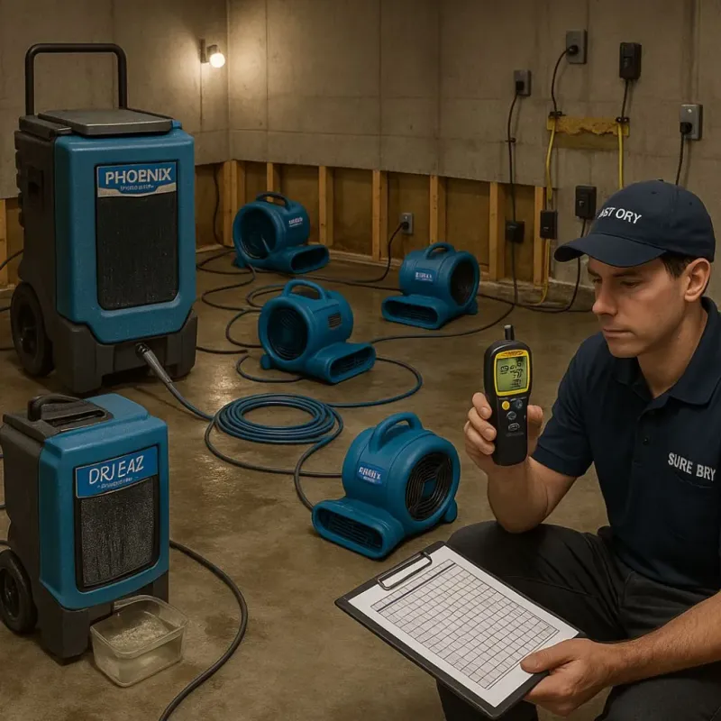 Structural Drying and Dehumidification process in Caldwell County, TX
